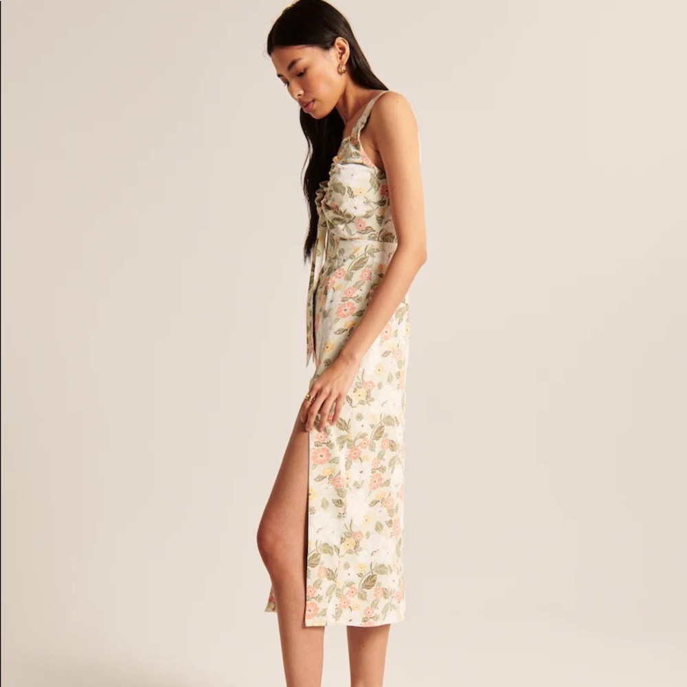 Abercrombie & Fitch Cinched Neck Slip Midi Dress - Picture 4 of 8